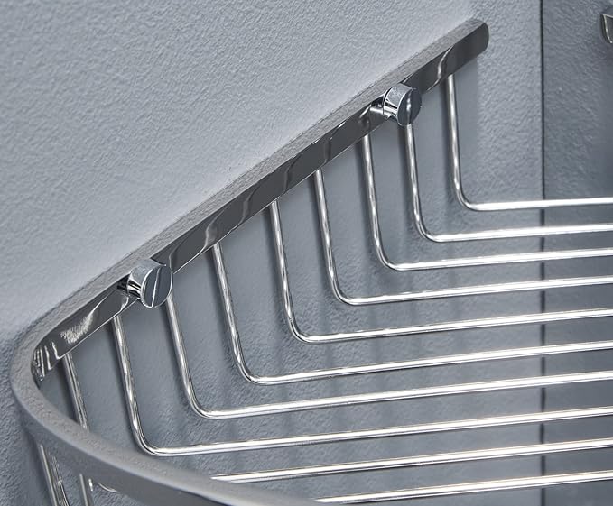 Bathroom Corner Shower Caddy Organizer, Corner-Hollow Design, SUS304 Stainless Steel Heavy Duty Rust-Proof Bathroom Shelf Organizer Holder, Wall Mounted Storage Rack, Brushed Chrome