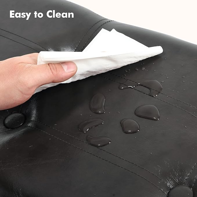 Apicizon 35.5" Shoe Rack Bench, 3-Tier Entryway Bench, with Leather Seat and Metal Frame, Loads 300 lb, Suitable for Living Room, Hallway, Mudroom, Doorway, Black