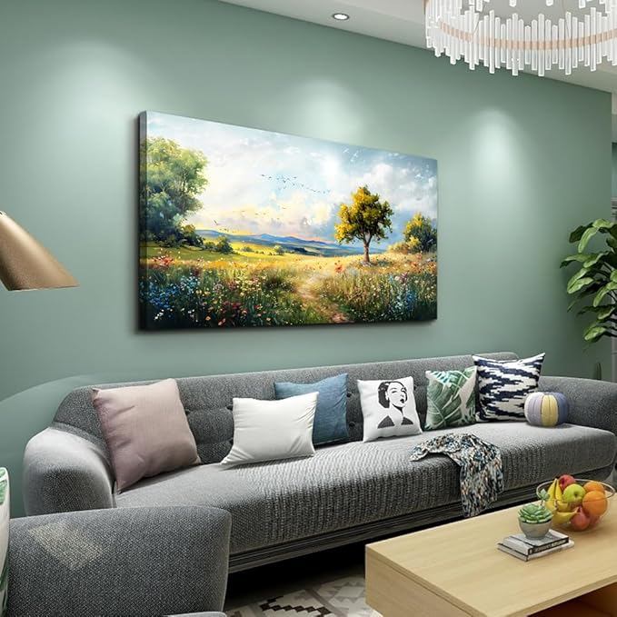 Wapluam Large Wall Art For Living Room Wall Decor For Bedroom Office Decorations Pastoral Wall Paintings Scenery Abstract Watercolour Wall Pictures Modern Posters Canvas Prints Artwork Home Decor