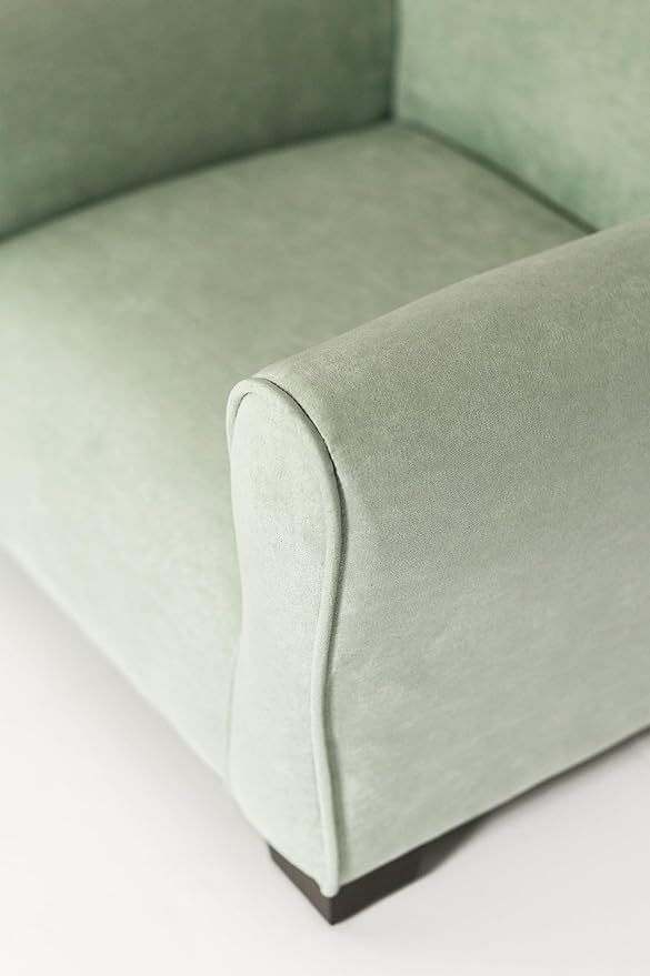 Toddler Personalized Armchair, Kids Upholstered Rocking Chair with Personalization, Toddler Chair with Personalized Name, Comfy Child Armchair, (Seafoam Green Suede, Legs)