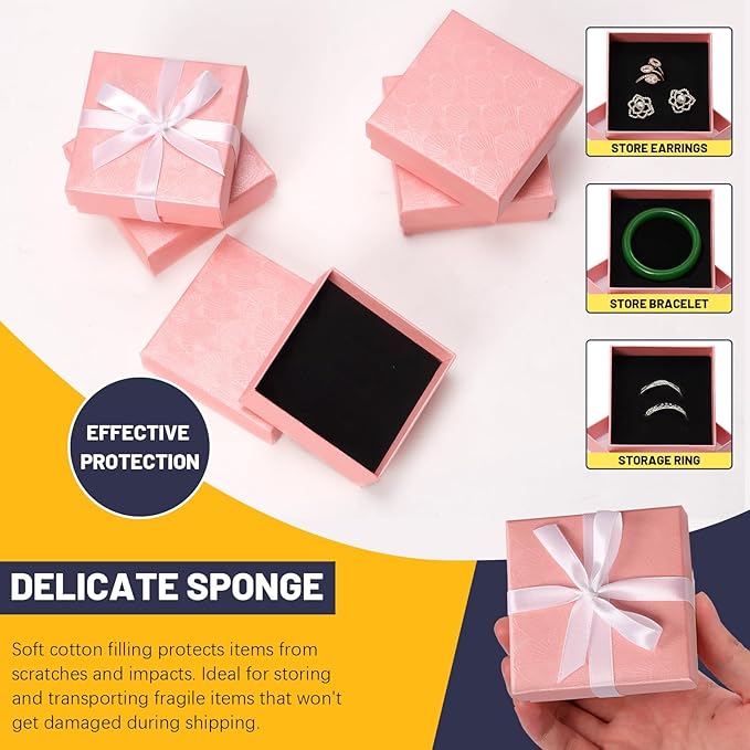 Glarks 17pcs 2.95 x 2.95in Jewelry Gifts Boxes Kit, Pink Fan Shaped Jewelry Boxes for Ring Earring Jewelry, Christmas, Birthday, Anniversaries, Valentine’s Day, Mother’s Day and Other Festivals