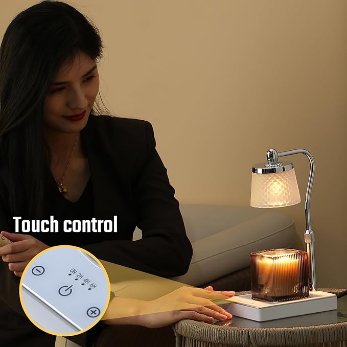 Touch-Type Modern Candle Warmer Lamp with Timer, Dimmer Adjustable Height Gifts for Women Office Home Decor Wax Melt Warmer for Scented Wax House Warming Gifts Candle Lamp Warmer Jar Candles