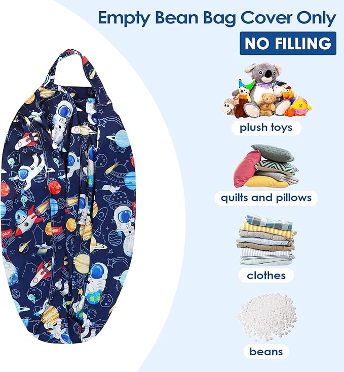 Bean Bag Chair for Kids Stuffed Animal Storage Beanbag Chairs,Toddler Toy Storage Organizer for Girls and Boys,Large 32'' Cover Only（No Filling