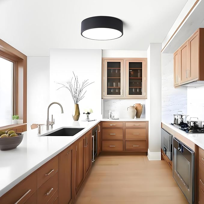 Dimmable Modern Flush Mount Ceiling Light Fixture,Matte Black Round LED Lights Fixtures,5CCT 2700K-6000K Lighting for Kitchen Hallway Bedroom Laundry Room Hall Entryway Closet Bathroom 11.8in