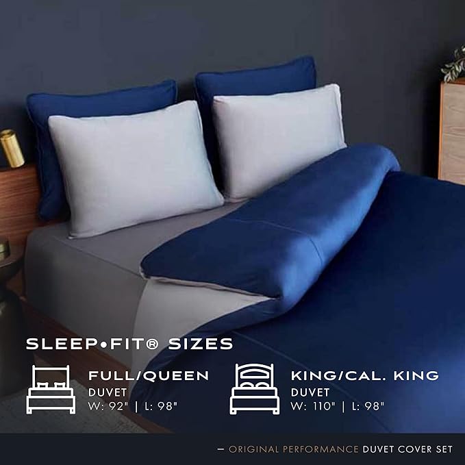 SHEEX Original Performance Cooling Duvet Cover Set, Lightweight Full/Queen Duvet Cover with 2 Standard Pillow Shams, Graphite