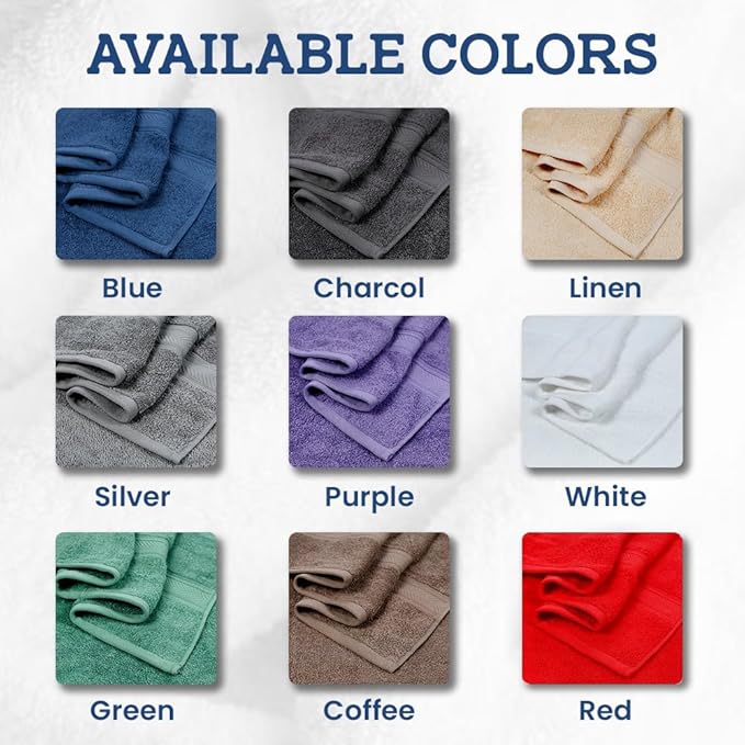 Casa Lino Green Bath Towels Set of 4 (54" x 27") - Large Bathroom Towel Set - 100% Cotton Towels for Bathroom - Highly Absorbent & Quick Dry Bath Towel Multipack - New Apartment Essentials