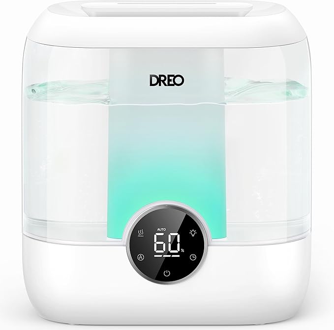 Dreo 6L Top Fill Humidifiers for Bedroom, 60H Runtime, 28 dB Quiet Supersized Cool Mist Humidifiers for Large Room, Air Humidifier for Home, Baby, Plant, Indoor, Night Light, Ultrasonic