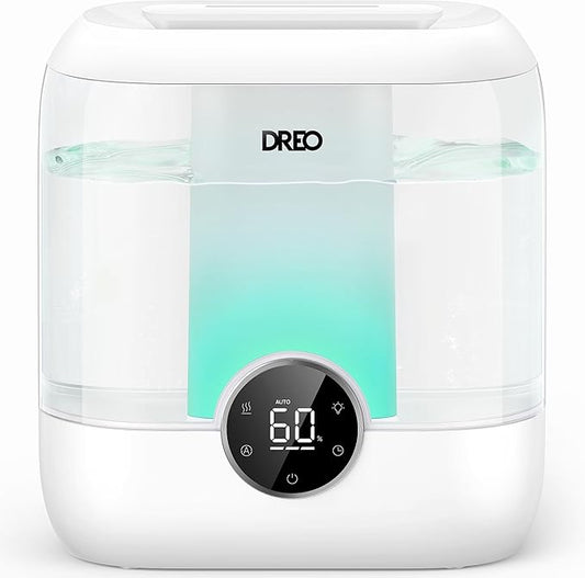 Dreo 6L Top Fill Humidifiers for Bedroom, 60H Runtime, 28 dB Quiet Supersized Cool Mist Humidifiers for Large Room, Air Humidifier for Home, Baby, Plant, Indoor, Night Light, Ultrasonic