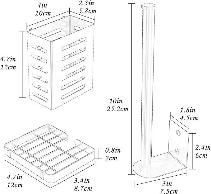 PUSDON Metal Wall Hanging Basket 2 Packs DIY Suitable for Multiple Scenes - Large Silver Grey Netting Set