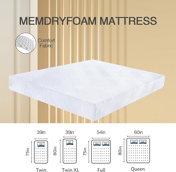 6 Inch Twin XL Mattress,Gel Memory Foam Mattress Twin Bed Mattress in a Box,Medium Firm Mattresses for Pressure Relief,Twin XL Size Mattress for Kids,Bunk Bed,CertiPUR-US Certified