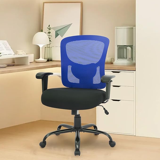 PayLessHere Ergonomic Desk Chair Office Chair Computer Chair 500lbs with Lumbar Support Wide Seat Adjust Arms Rolling Swivel High Back Task Executive Big and Tall Office Chair for Home Office，Blue
