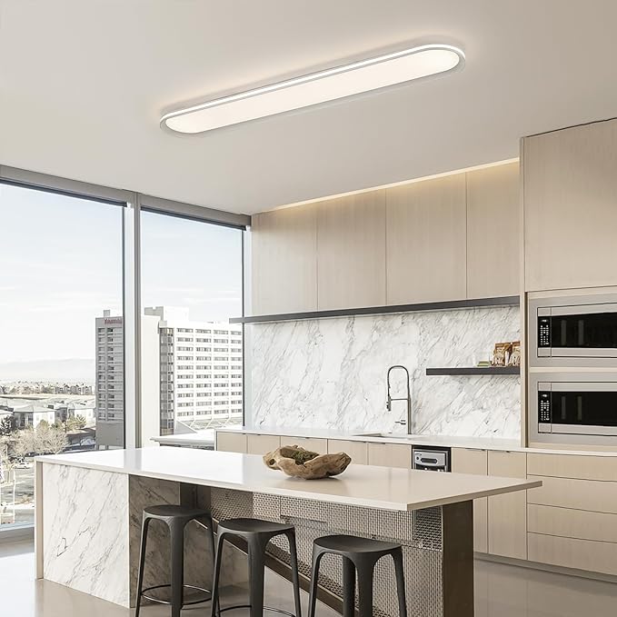 47.1 Inch Dimmable Metal LED Ceiling Light,Slim, Edge Lit - 65W Full Spectrum Linear Ceiling Lamps,3000-6500K Modern Ultra Thin Low Profile Light Fixture for Kitchen, Home & Office Hallway