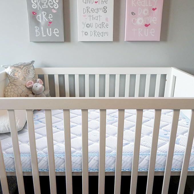 Premium Crib & Toddler Mattress, 100% Knitted Fabric, Premium Fleece Surface-Hypoallergenic, Soft Breathable, 5" Thick-Firm and Optimal Support, Non-Toxic Crib Mattress for Toddler Bed