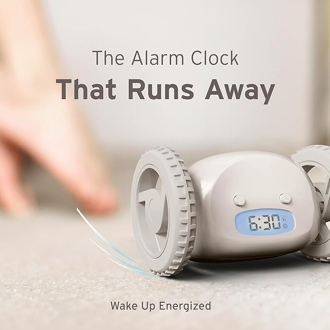 CLOCKY Extra Loud Alarm Clock for Heavy Sleepers on Wheels Rolls Runs Away Vibrating, Easy to Set Super Smart Snooze Digital Bed Shaker Alarm Clock Funny Gift for Adults Kids Teens Bedrooms (Mist)