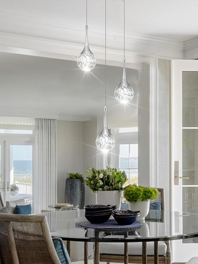 Flashing God 3 Light Bubble Dimmable Crystal Chandelier Chromed Finished Ceiling Hanging Lights Over Table Foyer Entrance Chandeliers