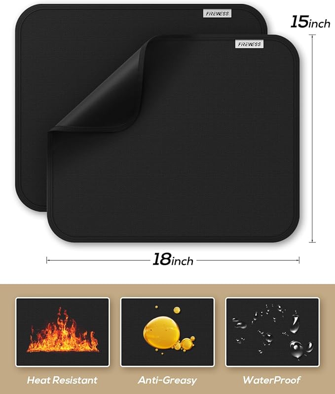 2pack Heat Resistant Mat for Countertop, 15x18in Hot Pads for Kitchen Countertop Protector,Silicone Heat Resistant Mat for Air Fryer, Deep Fryer, Oven