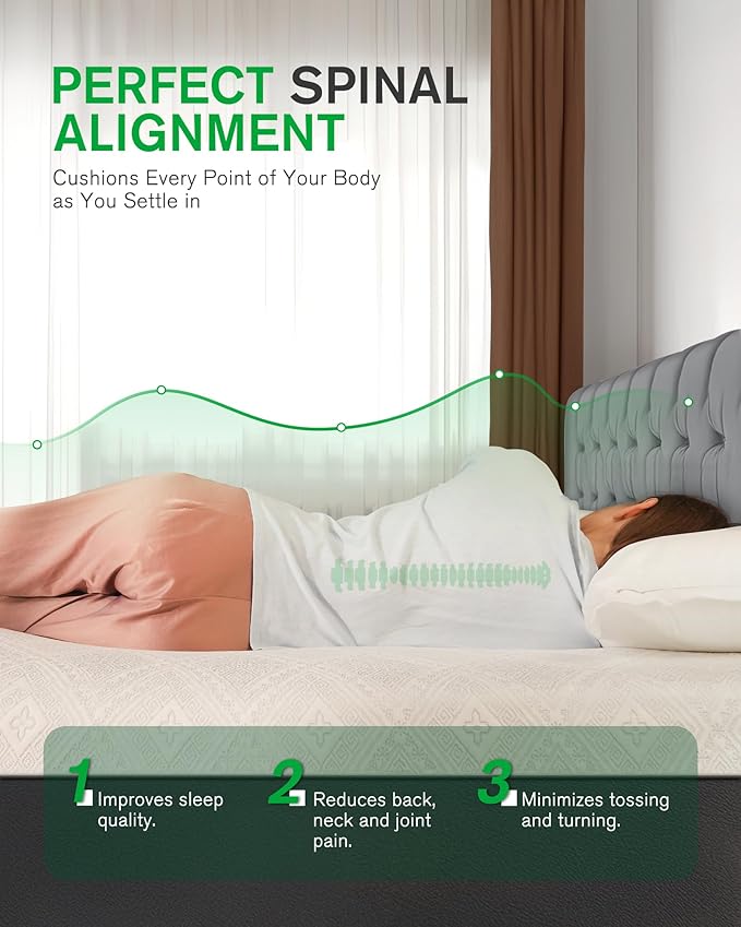 Life Balance Queen Size Mattress, 10 Inch Cooling-Gel Memory Foam Mattress Made in USA, CertiPUR-US Certified Mattresses in a Box, Medium Firm, Pressure Relief, Motion Isolation, CY-10-Q-V