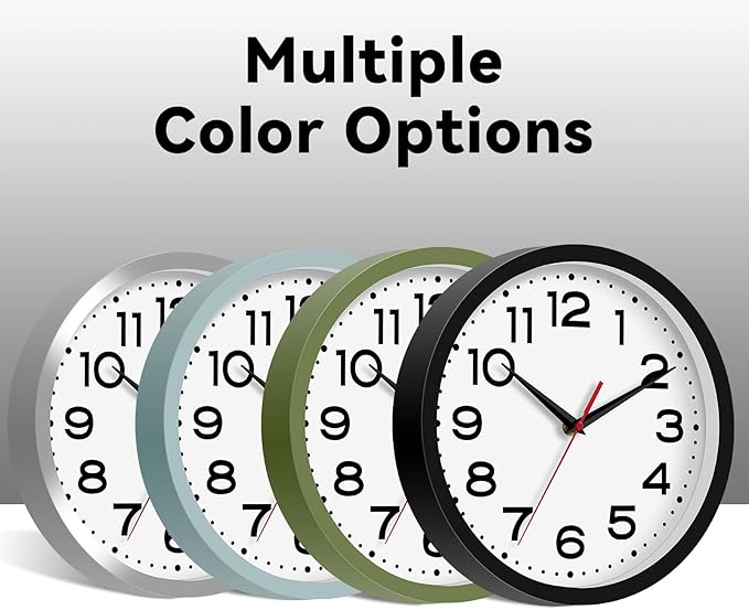 Wall Clock Silent Non-Ticking Modern Clock Battery Operated10 Inch Small Classic Analog Decorative for Kitchen, Bathroom, Office, Bedroom, Home(Blue Gray)