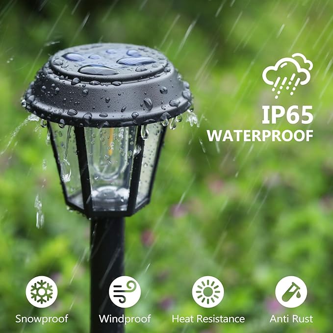 Solar Pathway Lights Outdoor 12 Pack Solar Lights Outdoor Waterproof 3000K Warm White Tungsten Filament Bulb for Yard Garden Landscape Path Driveway Lawn