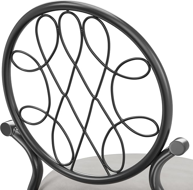 Hillsdale O'Malley Vanity Stool with Spiral Pattern Design, Metallic Gray Fabric