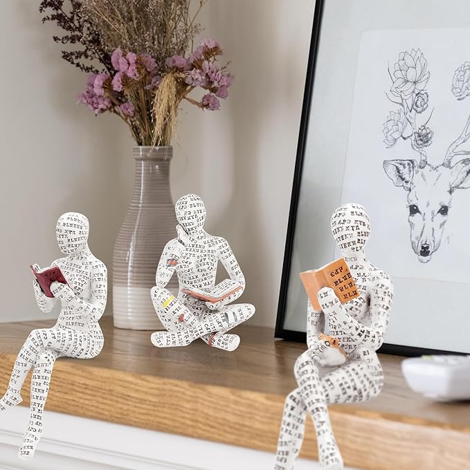 puthiac Sculptures Home Decor Modern - Reading Woman Figurine Sculpture Thinker Statue - Modern Abstract Home Decor for Living Room, Office, Bedroom - Elegant and Aesthetic Decoration Statue 06