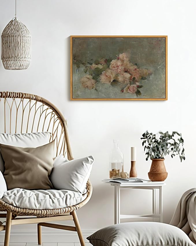InSimSea Framed Wall Art - Large Canvas Prints: Classical Oil Painting Roses for Living Room, Bedroom, Home Office & Bathroom Decor - 16x24in