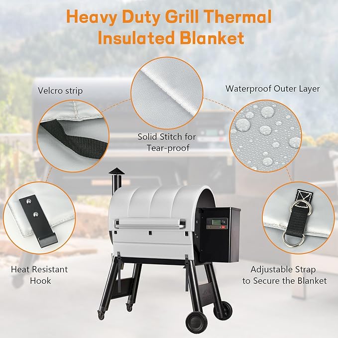 Insulation Blanket for Traeger Pro 780 Series TFB78GZEC TFB78GLEC and Ironwood 885 Series TFB89BLFC Wood Pellet Smoker Grill,BAC627 Pro 780 Insulation Blanket Grill Accessory for Winter Smoking,Silver