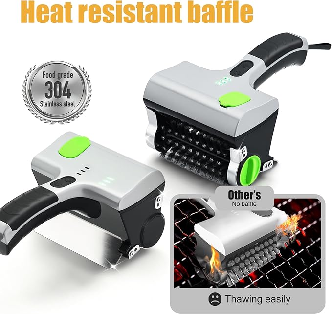 Wireless Electric steam Grill Brush and Scraper for Barbecue Outdoor Indoor Grill,Cordless Handheld steam Grill Cleaner, Unique Tool for Stove, Oven,Charbroil Chimney(Grey)
