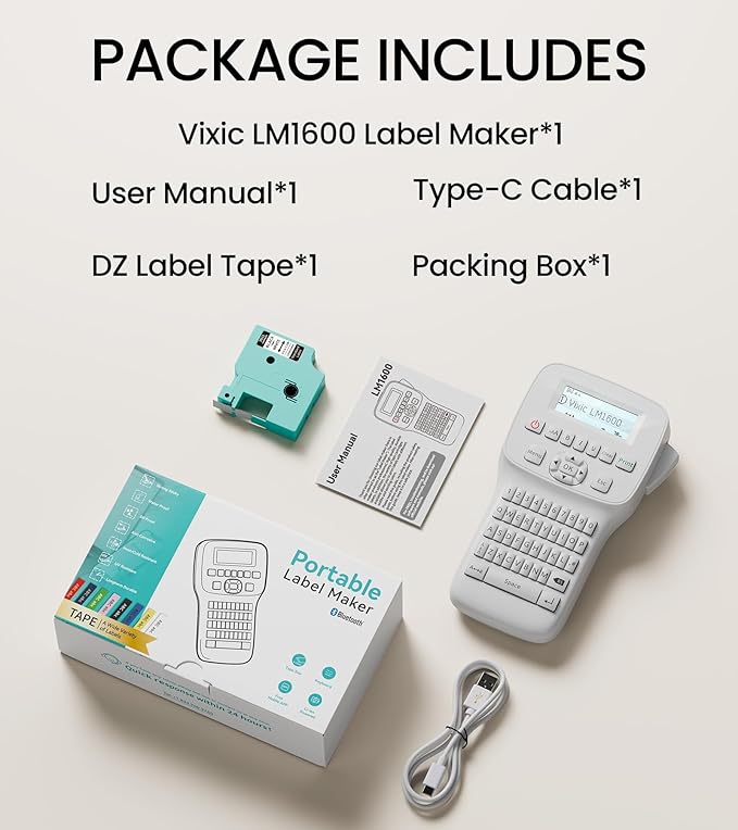 Label Maker Machine with-Tape, Handheld Rechargeable Label Maker with Keyboard, Simple Portable Labeler Machine with Backlit Screen, Labeling Machine for School Home Storage Office Organizing