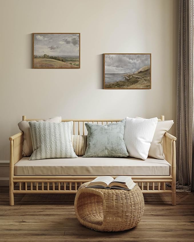 InSimSea Framed Canvas Wall Art, Vintage Decor - Landscape Wall Painting Prints, Rolling Hills Pictures for Bedroom, Farmhouse Bathroom, Office Dining Room Decor - 12"x16"