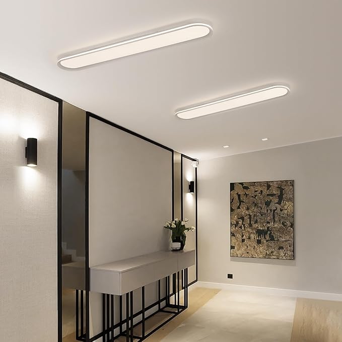 47.1 Inch Dimmable Metal LED Ceiling Light,Slim, Edge Lit - 65W Full Spectrum Linear Ceiling Lamps,3000-6500K Modern Ultra Thin Low Profile Light Fixture for Kitchen, Home & Office Hallway