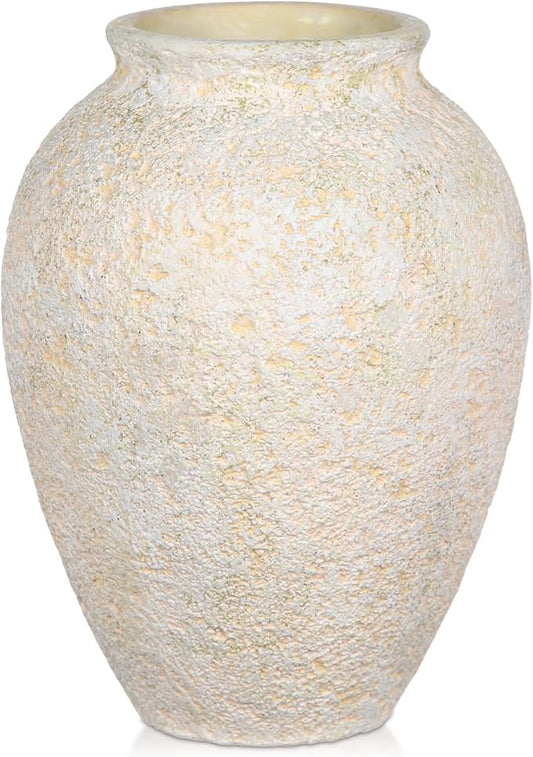 Rustic Ceramic Vase for Home Decor – 6.7" Small Decorative Beige Vases for Dried Flowers, Pampas Grass, Faux Plants – Modern Farmhouse Boho Table Centerpiece