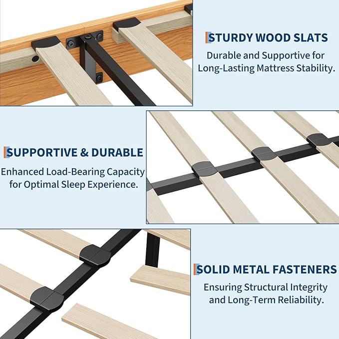 Garvee Wood Platform Bed Frame, Twin XL Bed Frame, Wood Slat Support, No Box Spring Needed, Easy Assembly, Noise-Free Design, Underbed Space for Storage