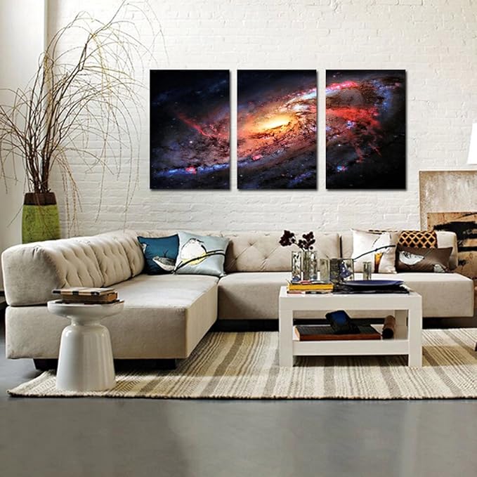 KREATIVE ARTS - Space and Universe Stretched Canvas Print - Space Landscape Paintings Wall Art Decor Universe Galaxy Stars 3 Piece Picture Print on Canvas for Modern Home Decoration Ready to Hang