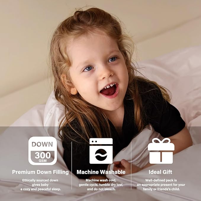 zzlamb Toddler Comforter Baby Down Blanket, Lightweight & Breathable Small Crib Quilt All Season Duvet Insert, Soft Noiseless Shell Down Proof Machine Washable, Cherry Pink 45x60in