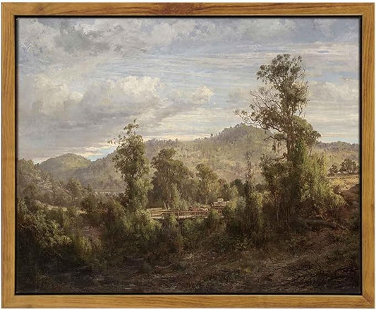 InSimSea Framed Canvas Wall Art Vintage Decor, Nature Landscape Paintings Artwork, Vintage Farmhouse Decor, Retro Wall Decoration for Bedroom Living Room Bathroom, 12"x16"