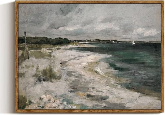 InSimSea Framed Canvas Wall Art Vintage Decor, Coastal Wall Art Living Room, Storm Clouds Wall Art Bathroom Pictures, Traditional Scenic Pictures for Bedroom Farmhouse Office Decor, 12"x16"