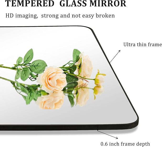 20x30 Inch Black Framed Bathroom Mirror, Rounded Corner Rectangle Mirrors for Wall with Tempered Glass Anti-Rust, Shatterproof (Horizontal/Vertical Hanging)