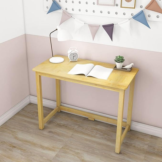 Max & Lily Solid Wood Desk, 40 Inches, Natural