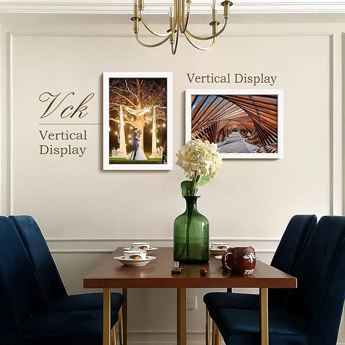 VCK 13x19 Picture Frame Set of 4 - White, Gallery-Quality Wood Poster Frames, 1.1-Inch Wide Border, Polished Plexiglass, Vertical or Horizontal Wall Display for Photo/Art/Prints, White