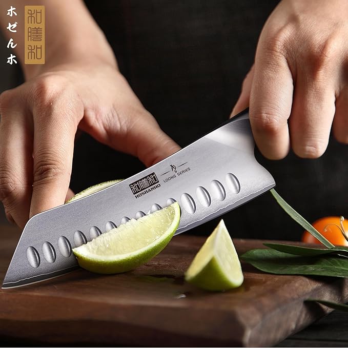 7 Inch Japanese Chef Knife, Ultra Sharp High Carbon Stainless Steel Kitchen Knife, Professional Santoku Knives with Ergonomic Pakkawood Handle
