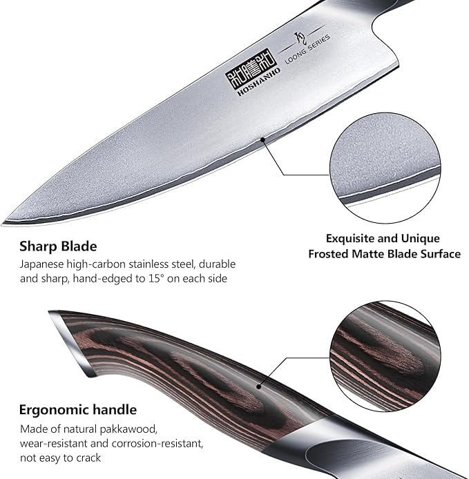 3 Pieces Knife Set, Professional Japanese High Carbon Stainless Steel Kitchen Knife Set, Ultra Sharp Chef Knives Sets with Ergonomic Pakkawood Handle