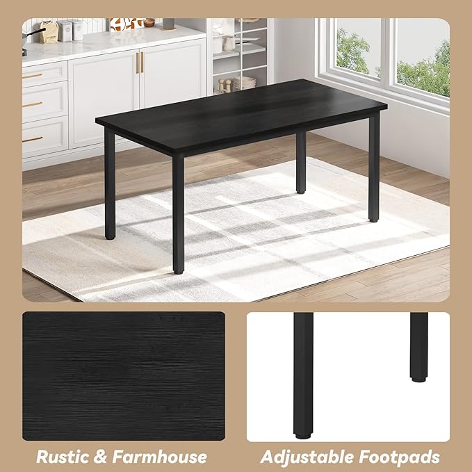 Recaceik Dining Table Set for 4 Kitchen Dining Room Set with 2 Dinner Benches, Farmhouse Breakfast Table for Apartment Small Space, Easy Assembly