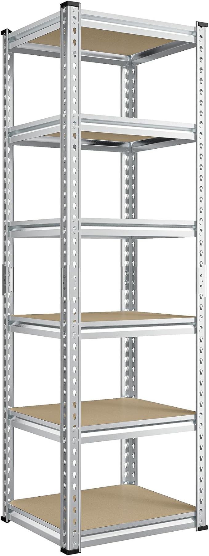 REIBII Storage Shelves 6 Tier Garage Shelving Heavy Duty Metal Shelving Loads 2250LBS Adjustable Garage Shelves for Warehouse Pantry Kitchen Closet 16" W x 16" D x 72" H, Silver