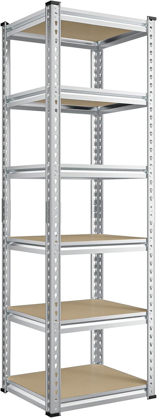 REIBII Storage Shelves 6 Tier Garage Shelving Heavy Duty Metal Shelving Loads 2250LBS Adjustable Garage Shelves for Warehouse Pantry Kitchen Closet 16" W x 16" D x 72" H, Silver