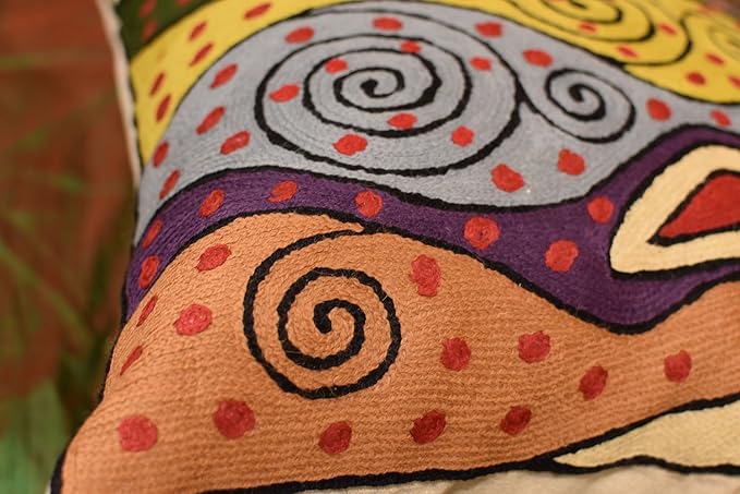 Klimt Purple Modern Accent Pillow Cover Purple | Mid Century Chair Cushions | Abstract Throw Pillows | Contemporary Pillowcase | Modern Couch Pillows | Hand Embroidered Cushion | Wool Size 18x18