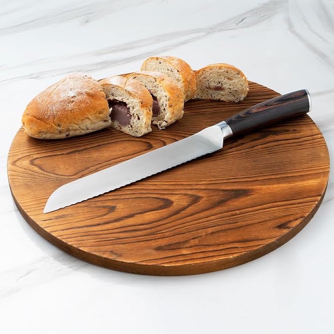 DELUXE 6 Pcs Kitchen Knife Sets, Powder Steel Forged Stainless Steel Knife Set with Block, Comes with Chef's, Santoku, Bread, Utility and Paring Knives, Ideal for All-Around Food Preparation