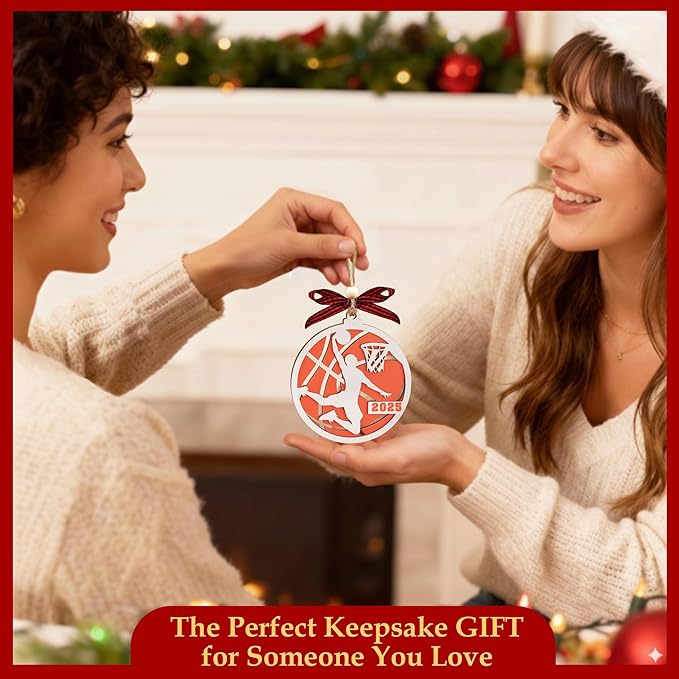 2 Layer Basketball Christmas Ornament 2025 - Cool Basketball Gifts for Boys, Girls, Men - Basketball Decor, Xmas Ornament, Sports Ornament - Fun Basketball Lovers Gift, Basketball Team Gifts