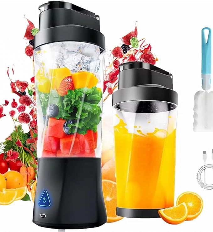 Portable Blender – Rechargeable Personal Smoothie Maker – 700ml, Black & white