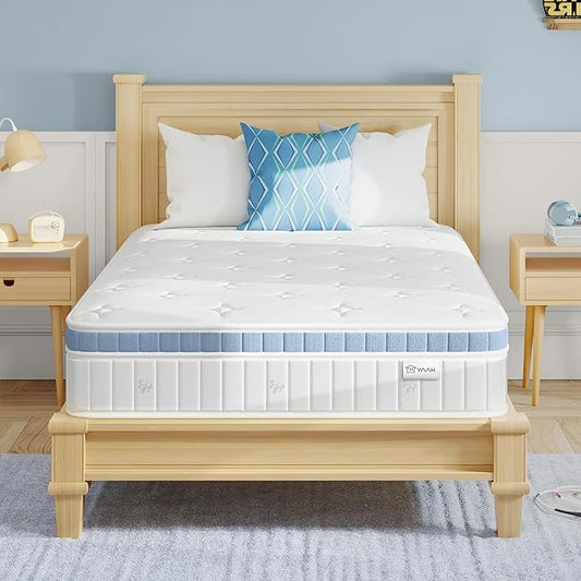 Yaak Twin Mattress 10 Inch, Hybrid Mattress in a Box Twin Size, Individual Pocket Spring Single Bed Mattress with Breathable Memory Foam, Pressure Relief, Medium Firm Twin Size Mattress 75"x39"x10"